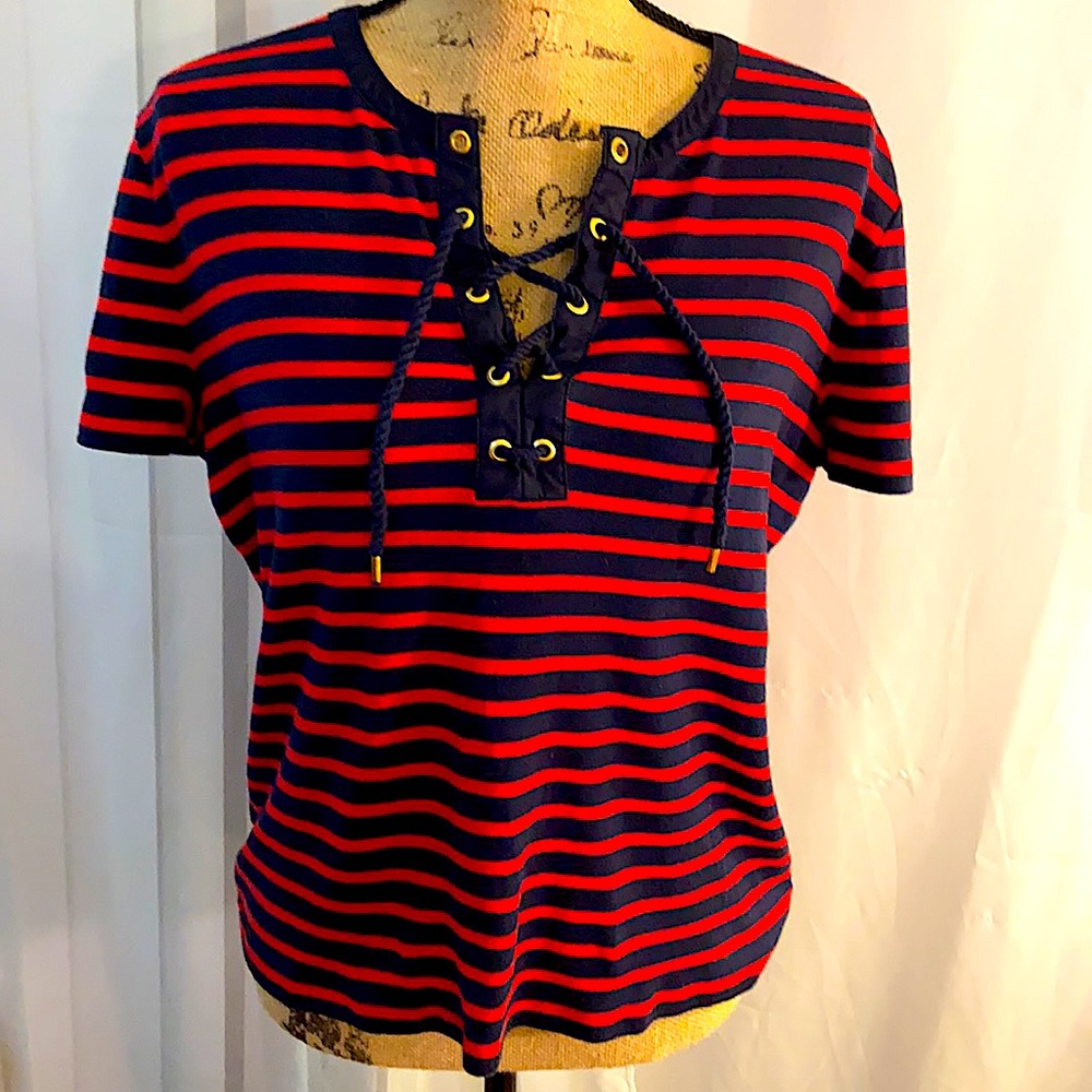 Vintage Chaps Classic Striped Cotton Top XL